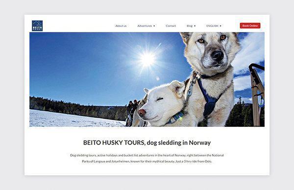 Web design and development of Beito Husky Tours website.