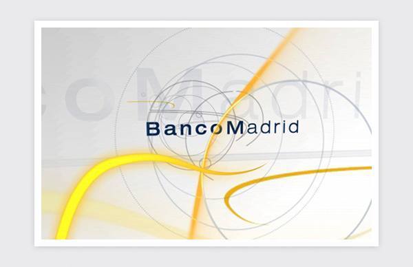 Detalle 3 del cierre del vídeo corporativo. Animación del logotipo de Banco Madrid. 