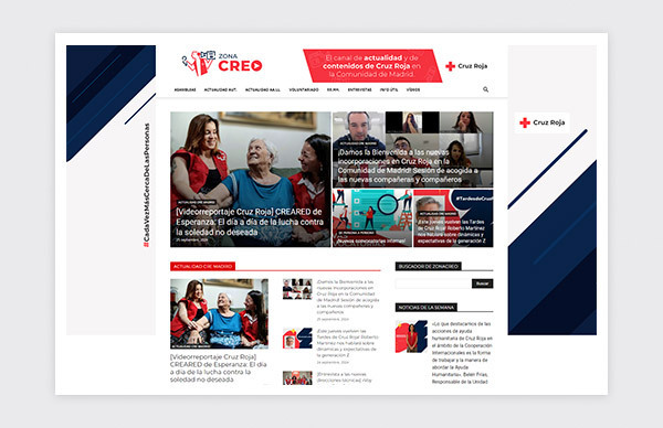 Red Cross communication website, ZONA CREO