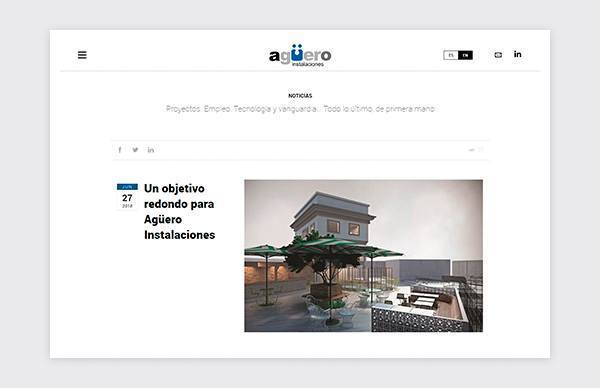 Page d'actualités du site Web Agüero Instalaciones