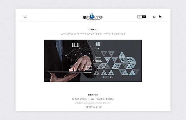 Page de contact du site Web Agüero Instalaciones