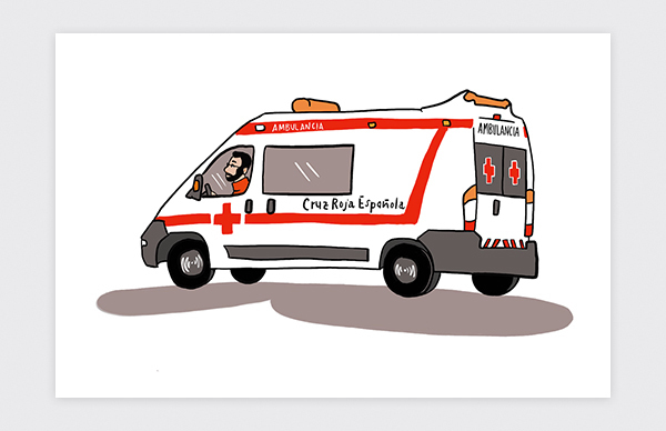 Illustration of the Red Cross institutional vehicles