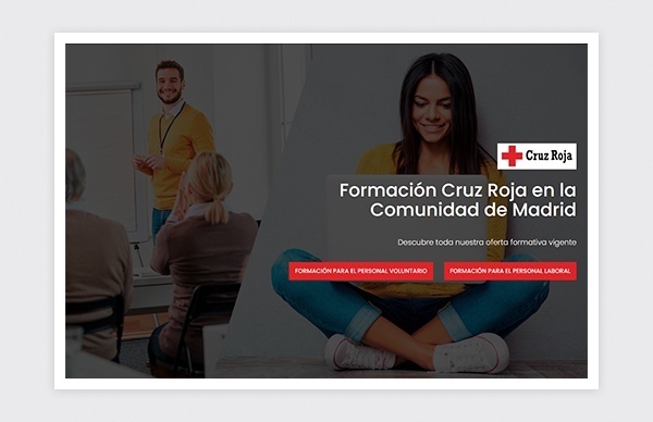 Home page of the Madrid Red Cross courses website (ZonaCREO)